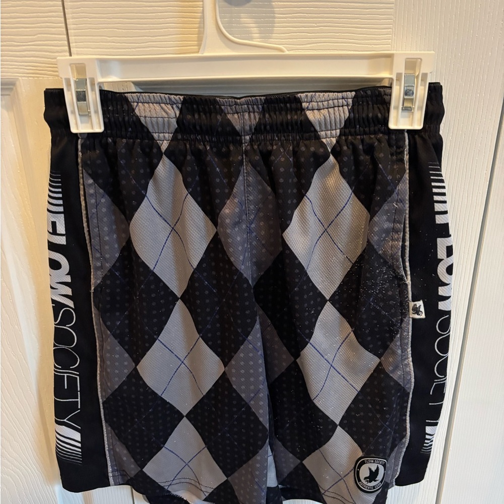Flow Society Argyle Lacrosse Shorts - Black and Gray